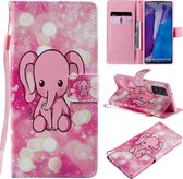 Voor Samsung Galaxy Note 20 Schilderen Horizontale Flip Leren Case met Houder & Kaartsleuf & Lanyard (Roze Olifant)