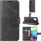 Voor Samsung Galaxy A71 5G Retro Kalfspatroon Gesp Horizontale Flip Leren Case met Houder & Kaartsleuven & Portemonnee (Zwart)