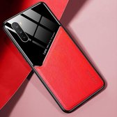 Voor Huawei Maimang 9 All-inclusive leer + organisch glas beschermhoes met metalen ijzeren plaat (rood)