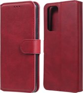 Voor Xiaomi Mi 10T Pro klassieke kalfsstructuur PU + TPU horizontale lederen flip-hoes, met houder en kaartsleuven en portemonnee (rood)
