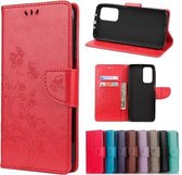 Voor Geschikt voor Xiaomi Mi 10T Pro 5G vlinders liefde bloemen reliëf horizontale flip lederen tas met houder & kaartsleuven & portemonnee (rood)