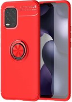 Voor Xiami Mi 10 Lite 5G metalen ringhouder 360 graden roterende TPU-hoes (rood + rood)