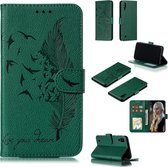 Veerpatroon Litchi Texture Horizontale Flip Leren Case met Portemonnee & Houder & Kaartsleuven voor Galaxy M10 (Groen)