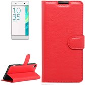 Litchi Texture horizontale lederen flip-hoes met houder en kaartsleuven en portemonnee voor Sony Xperia XA (rood)