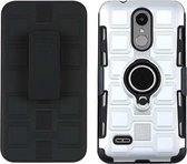 Voor LG K4 (2017) EU-versie 3 in 1 Cube PC + TPU beschermhoes met 360 graden draaien zwarte ringhouder (zilver)