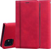 Voor iPhone 11 Frosted Business Magnetische horizontale Flip PU lederen tas met houder & kaartsleuf & lanyard (rood)