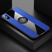 Voor iPhone X / XS XINLI Stikstof Textuur Schokbestendig TPU beschermhoes met ringhouder (blauw)