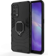 Voor OPPO Reno5 PC + TPU schokbestendige beschermhoes met magnetische ringhouder (zwart)