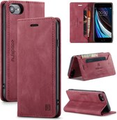 AutSpace A01 Retro Skin-feel Crazy Horse Texture Horizontale flip lederen tas met houder & kaartsleuven & portemonnee & RFID voor iPhone 6 (wijnrood)