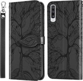 Voor Samsung Galaxy A70 Life of Tree Embossing Pattern Horizontale Flip lederen tas met houder & kaartsleuf & portemonnee & fotolijst & lanyard (zwart)