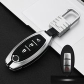Auto Lichtgevende All-inclusive Zinklegering Sleutel Beschermhoes Sleutel Shell voor Nissan B Stijl Smart 3-knop (Zilver)