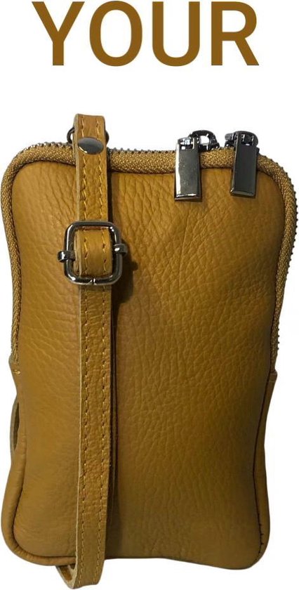 HUA ANGEL Echt Leer Telefoontasje Dames Crossbody Leder Hoge Kwaliteit Anti Diefstal Crossbody Ritszakken Voor Dames Mini-Mode Schoudertas Portemonnee Voor Mobiele Telefoon Lichtgewicht