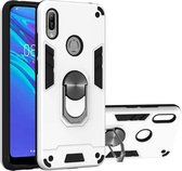 Voor Huawei Honor 8A / Y6 (2019) 2 in 1 Armor Series PC + TPU beschermhoes met ringhouder (zilver)