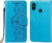 Voor Xiaomi Redmi Note 6 / Note 6 Pro Flower Vine Embossing Pattern Horizontale Flip Leather Case met Card Slot & Holder & Wallet & Lanyard (Blue)