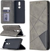 Voor Nokia 2.4 Rhombus Texture Horizontale Flip magnetische lederen tas met houder en kaartsleuven (grijs)