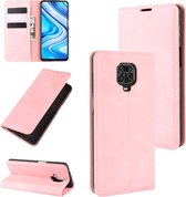 Voor Xiaomi Redmi Note 9 Pro / Note 9S / Note 9 Pro Max Retro-skin Business magnetische zuig lederen tas met houder & kaartsleuven & portemonnee (roze)