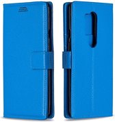 Voor OnePlus 8 Pro Litchi Texture Horizontal Flip Leather Case met houder & kaartsleuven & portemonnee & fotolijst (blauw)