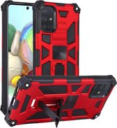 Voor Samsung Galaxy A71 schokbestendig TPU + PC magnetische beschermhoes met houder (rood)