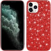 Voor iPhone 12 Max / 12 Pro glitter poeder schokbestendig TPU beschermhoes (rood)