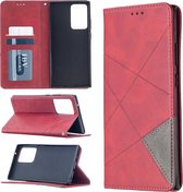 Voor Samsung Galaxy Note 20 Ultra Rhombus Texture Horizontale Flip Magnetische Leren Case met Houder & Kaartsleuven & Portemonnee (Rood)