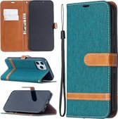 Voor iPhone 12 Pro Max Kleuraanpassing Denim Texture Horizontale Flip Leren Case met Houder & Kaartsleuven & Portemonnee & Lanyard (Groen)