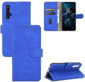 Voor Huawei Honor 20 / nova 5T Effen Kleur Huidgevoel Magnetische Gesp Horizontale Flip Kalf Textuur PU Lederen Case met Houder & Kaartsleuven & Portemonnee (Blauw)