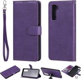 Voor Huawei Nova 7 SE 2 in 1 Afneembare PU lederen hoes in effen kleur met kaartsleuven & magnetische houder & fotolijst & portemonnee & riem (paars)