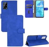 Voor OPPO Realme V5 / Realme Q2 Effen Kleur Huidgevoel Magnetische Gesp Horizontale Flip Kalf Textuur PU Lederen Case met Houder & Kaartsleuven & Portemonnee (Blauw)