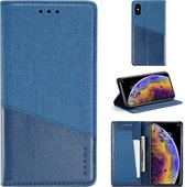 Voor iPhone XS / X MUXMA MX109 horizontale flip lederen tas met houder en kaartsleuf en portemonnee (blauw)