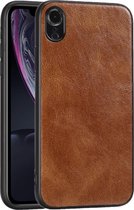 Voor iPhone XR Crazy Horse Textured kalfsleer PU + PC + TPU Case (bruin)