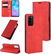 Voor Huawei Honor 30 Lite / 30 Youth Retro-skin Business magnetische zuignap lederen tas met houder & kaartsleuven & portemonnee (rood)