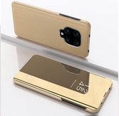 Voor Geschikt voor Xiaomi Redmi Note9 Pro / Note9 Pro Max / Note 9S / Note9 Vergulde spiegel Horizontale flip lederen tas met houder (goud)