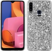 Voor Galaxy A20S Glittery poeder schokbestendig TPU-hoesje (zilver)