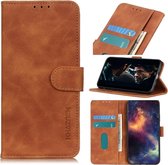 Voor Samsung Galaxy M01 KHAZNEH textuur PU + TPU horizontale flip lederen tas met houder & kaartsleuven & portemonnee (bruin)