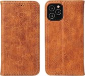 Voor iPhone 12 Fierre Shann Retro Boomschors Textuur PU Magnetische Horizontale Flip Leren Case met Houder & Kaartsleuven & Portemonnee (Bruin)