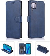 Voor Huawei P40 Lite Kalf Textuur Magnetische Gesp Horizontale Flip Leren Case met Houder & Kaartsleuven & Portemonnee & Fotolijst (Blauw)