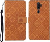 Voor OPPO A5 / A9 2020 Etnische Stijl Reliëfpatroon Horizontale Flip Leren Case met Houder & Kaartsleuven & Portemonnee & Lanyard (Bruin)