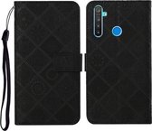 Voor OPPO Realme 5 Pro Etnische Stijl Reliëfpatroon Horizontale Flip Leren Case met Houder & Kaartsleuven & Portemonnee & Lanyard (Zwart)