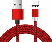 USB naar USB-C / Type-C magnetische metalen connector Nylon tweekleurige gevlochten magnetische gegevenskabel, kabellengte: 1 m (rood)