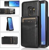 Voor Samsung Galaxy S9 effen kleur pc + TPU beschermhoes met houder en kaartsleuven (zwart)