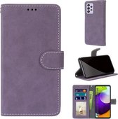 Voor Samsung Galaxy A52 5G Retro Frosted Horizontale Flip PU lederen tas met houder & kaartsleuven & portemonnee & fotolijst (paars)