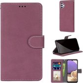 Voor Samsung Galaxy A32 5G Retro Frosted Horizontale Flip PU lederen tas met houder & kaartsleuven & portemonnee & fotolijst (Rose Red)