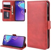 Dual-side magnetische gesp horizontale flip lederen tas voor Galaxy M20, met houder & kaartsleuven & portemonnee & fotolijst (rood)