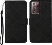 Voor Samsung Galaxy Note20 Ultra etnische stijl reliëf patroon horizontale flip lederen tas met houder & kaartsleuven & portemonnee & lanyard (zwart)