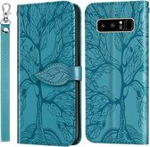 Voor Samsung Galaxy Note8 Life of Tree Embossing Pattern Horizontale flip lederen tas met houder & kaartsleuf & portemonnee & fotolijst & lanyard (meerblauw)