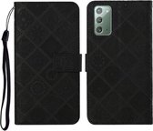 Voor Samsung Galaxy Note20 etnische stijl reliëf patroon horizontale flip lederen tas met houder & kaartsleuven & portemonnee & lanyard (zwart)