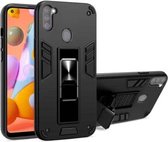 Voor Samsung Galaxy A11 2 in 1 PC + TPU schokbestendige beschermhoes met onzichtbare houder (zwart)