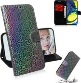 Voor Galaxy A80 / A90 Effen Kleur Kleurrijke Magnetische Gesp Horizontale Flip PU Lederen Case met Houder & Kaartsleuven & Portemonnee & Lanyard (Zilver)