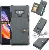 Voor Galaxy Note9 geborstelde textuur schokbestendig PU + TPU-hoesje, met kaartsleuven en portemonnee en fotolijst (grijs)