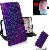 Voor Galaxy Note 10 Pro / 10+ Effen Kleur Kleurrijke Magnetische Gesp Horizontale Flip PU Leren Case met Houder & Kaartsleuven & Portemonnee & Lanyard (Paars)